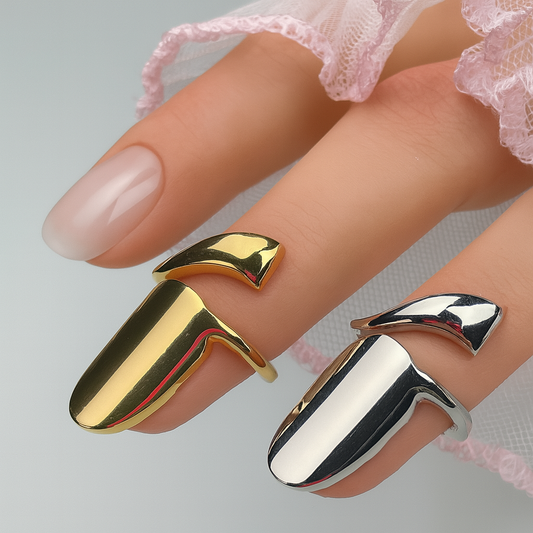 Full-Cover Fingertip Nail Ring – Adjustable Nail Armor Accessory – Gold, Silver & Rose Gold