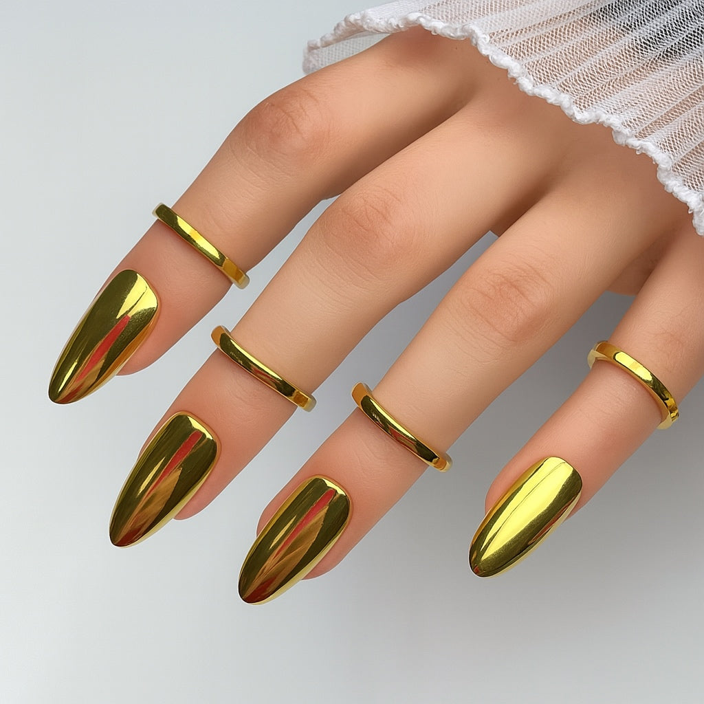 Full-Cover Gold Nail Armor Ring – Adjustable Fingertip Accessory, Wudu‑Friendly Fashion