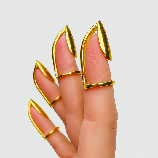 Full-Cover Gold Nail Armor Ring – Adjustable Fingertip Accessory, Wudu‑Friendly Fashion