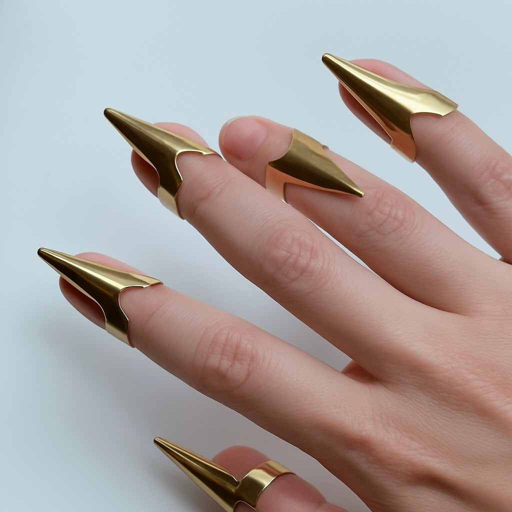 Adjustable Claw Rings – Gothic Nail Armor Ring, Punk Fingertip Talons, Cosplay Jewelry, Halloween Gothic Accessories