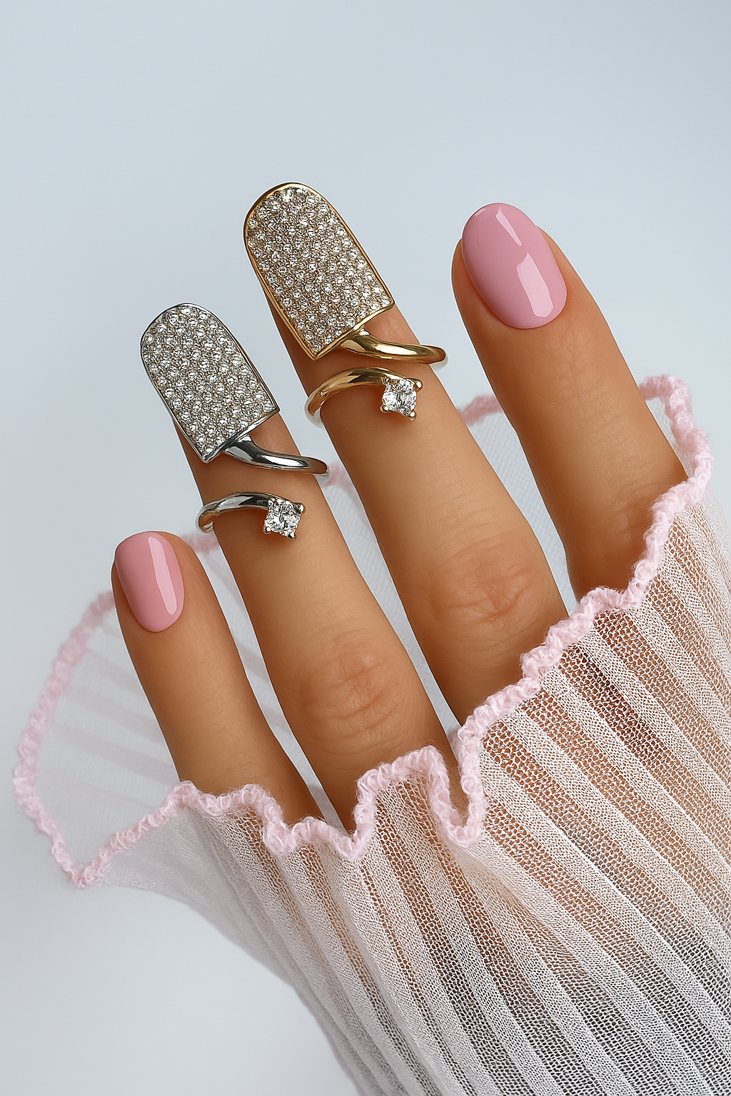 Crystal Fingertip Ring - Elegant Gold or Silver Nail Jewelry