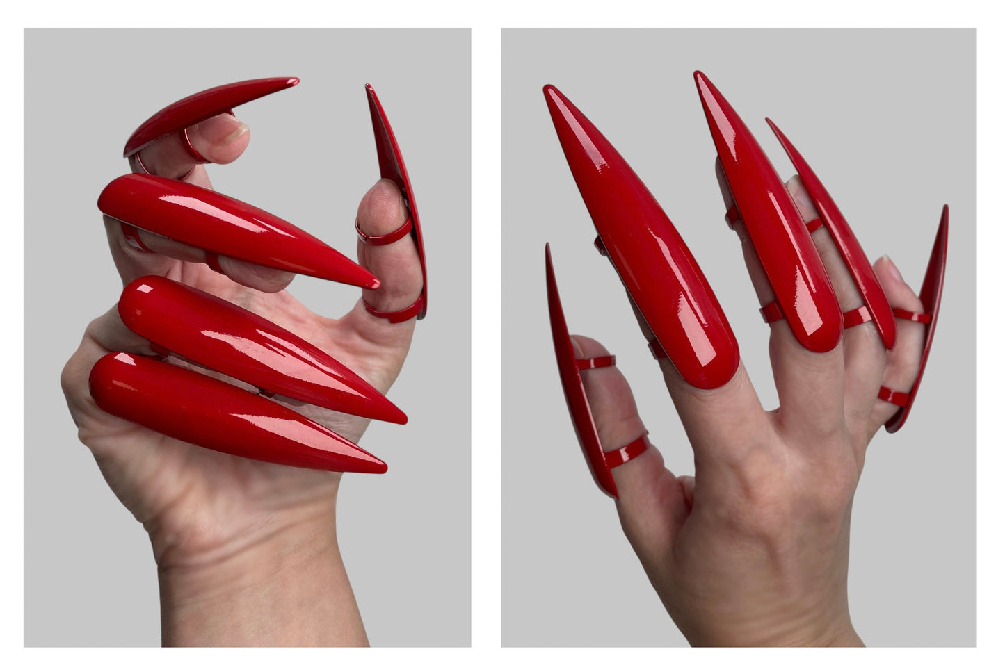 Finger Claw Rings – Black or Red Gothic Cosplay Armor Talon Jewelry