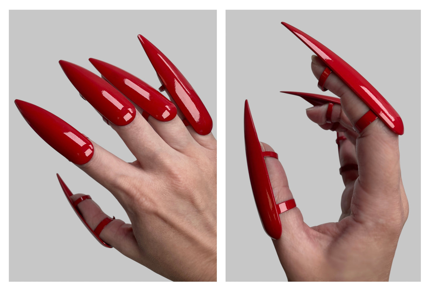 Finger Claw Rings – Black or Red Gothic Cosplay Armor Talon Jewelry