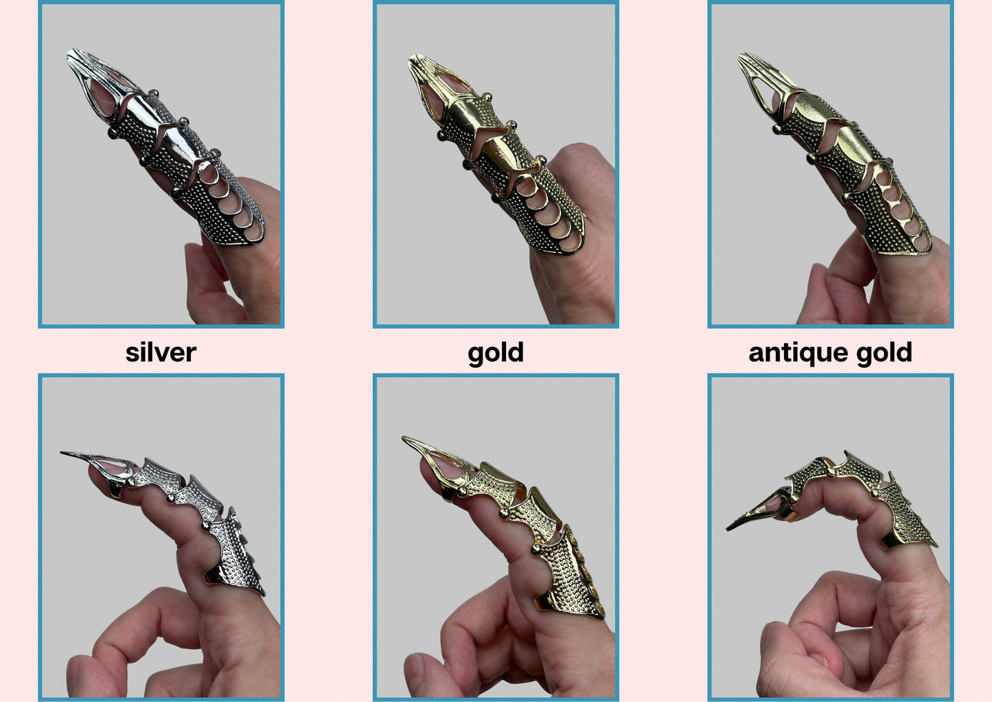 Dragon Finger Armor - Adjustable Claw Ring, Talon Jewelry for Cosplay, Halloween, LARP & Fantasy Costumes