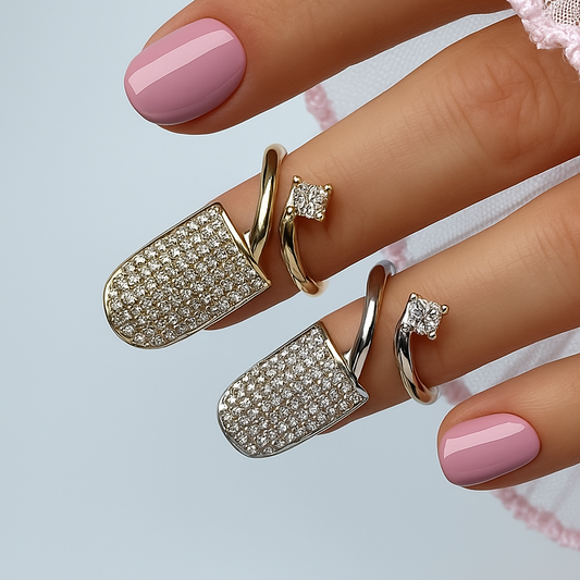 Crystal Fingertip Ring - Elegant Gold or Silver Nail Jewelry