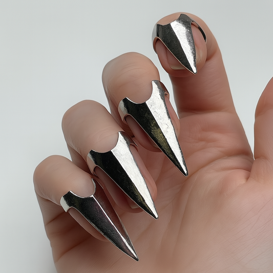 Adjustable Claw Rings – Gothic Nail Armor Ring, Punk Fingertip Talons, Cosplay Jewelry, Halloween Gothic Accessories