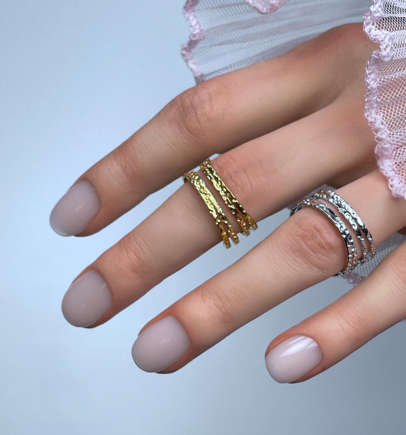 Splint Ring in Silver or Gold - Adjustable Stainless Steel Statement Finger Joint Jewelry