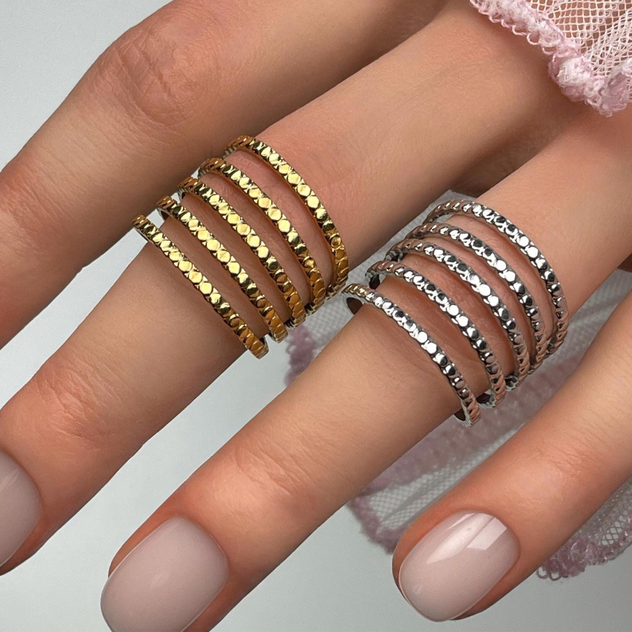 Adjustable Splint Ring in Silver or Gold – Stainless Steel Statement Finger Joint Jewelry
