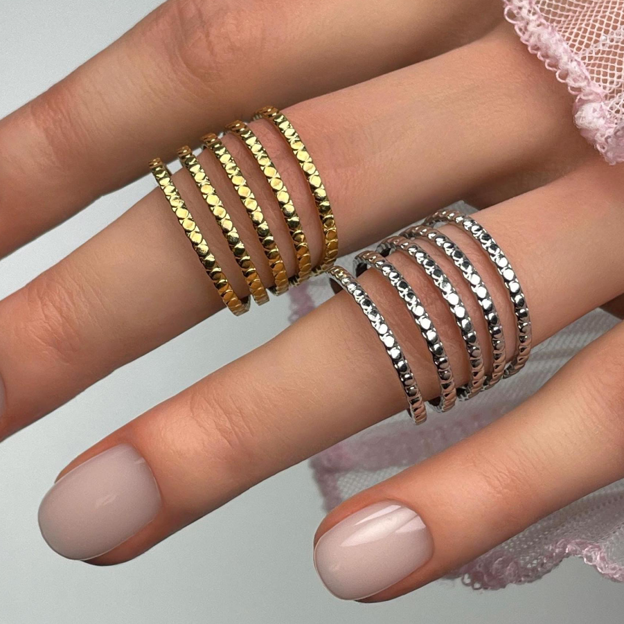 Adjustable Splint Ring in Silver or Gold – Stainless Steel Statement Finger Joint Jewelry