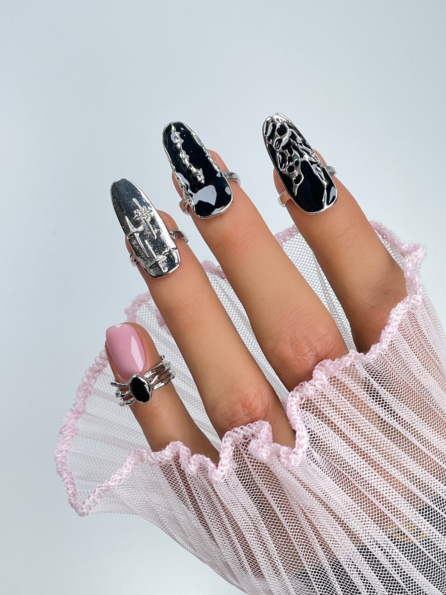 Gothic Nail Ring Set – Adjustable Punk Armor Fingertip & Knuckle Jewelry, Medieval Rings for Women