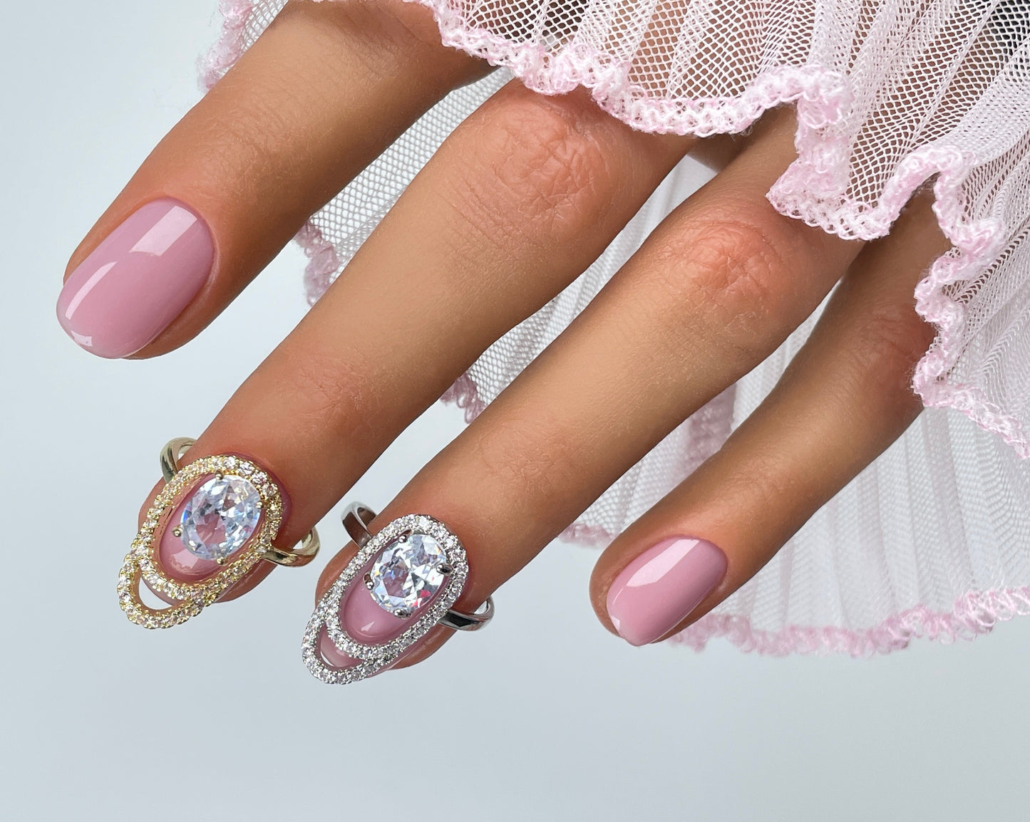 Crystal Fingertip Nail Ring - Adjustable Gold or Silver Statement Jewelry