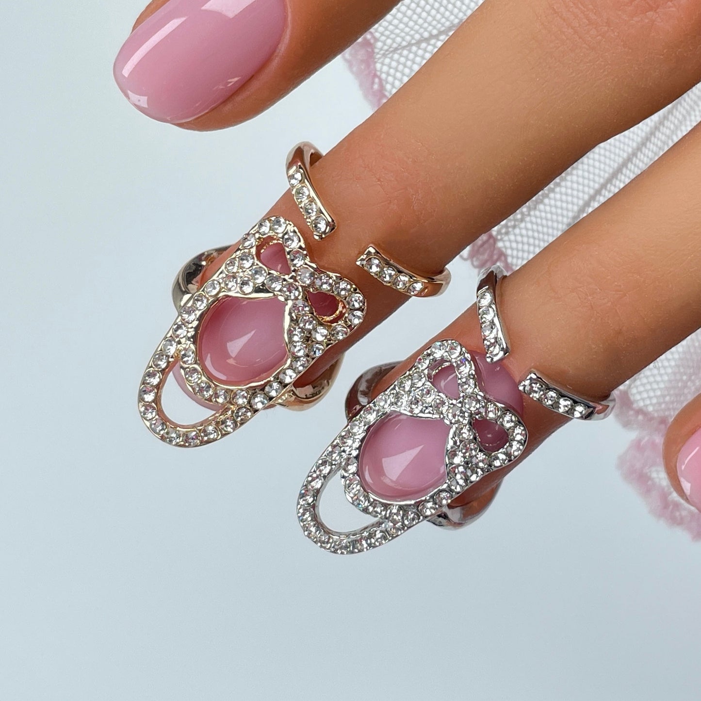 Crystal Fingertip Nail Ring - Adjustable Gold or Silver Armor Ring