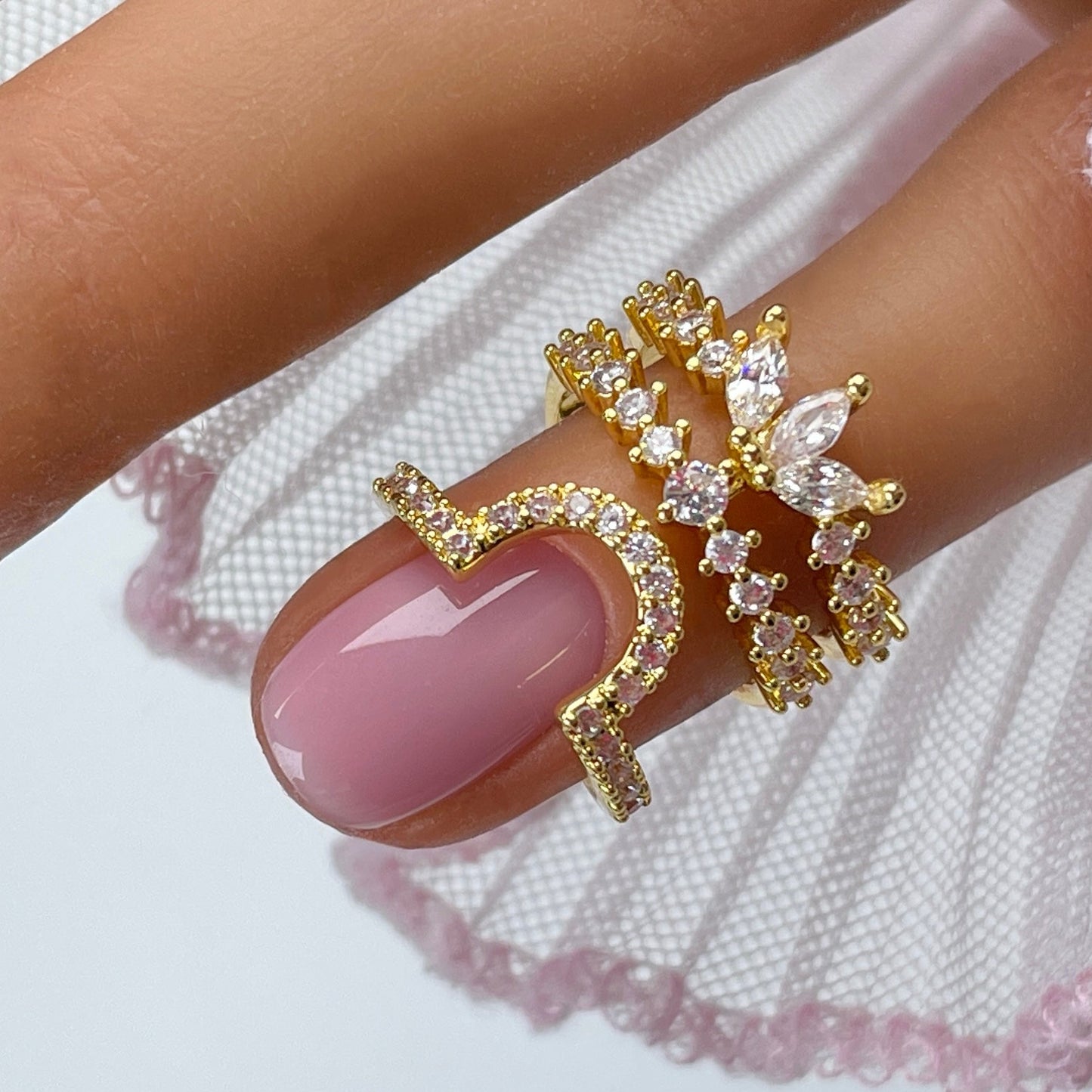 Crystal Fingertip Ring - Adjustable Nail Art Jewelry, Cuticle Ring