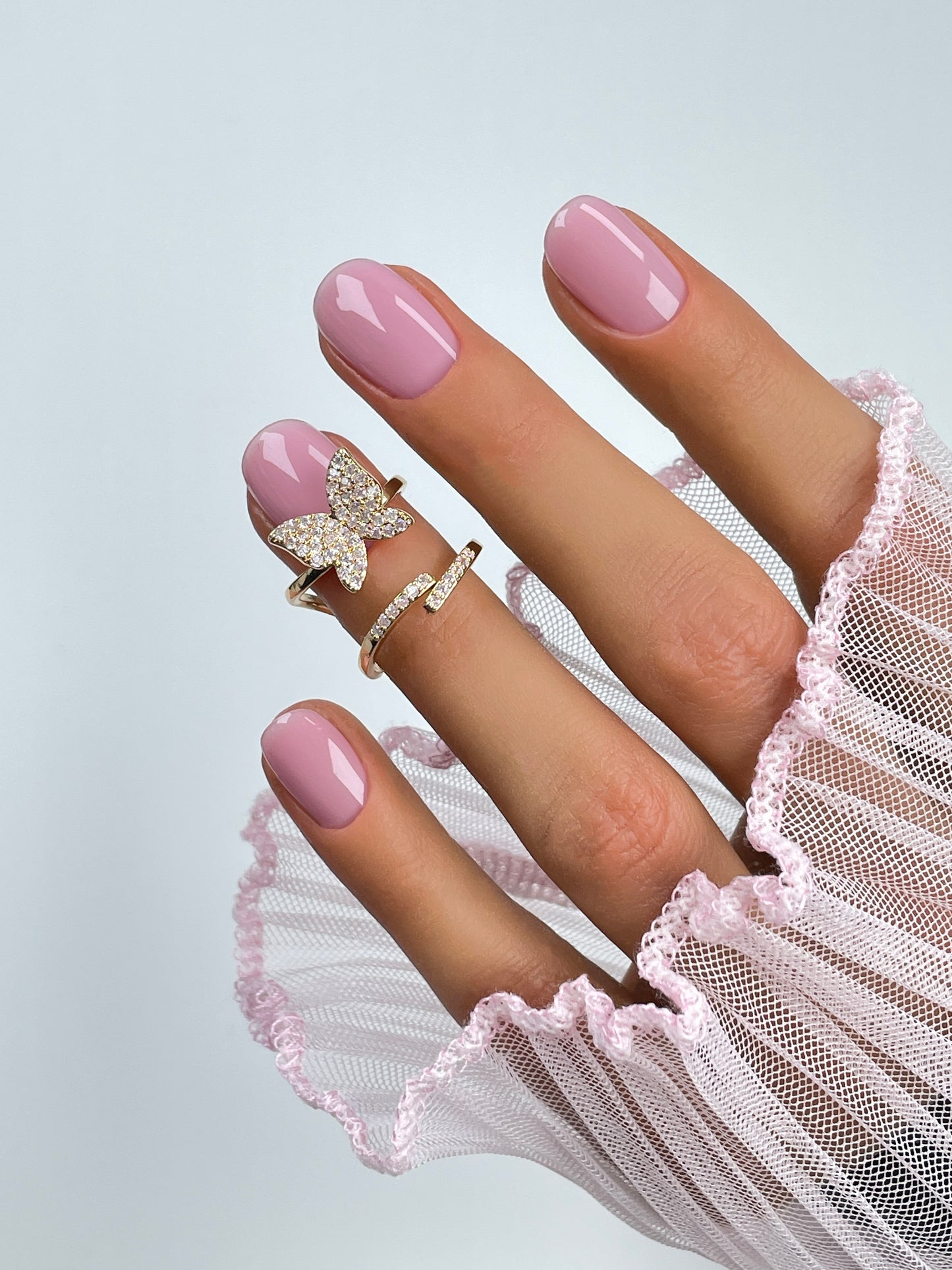 Butterfly Nail Ring With Crystals - Adjustable Gold or Silver Fingertip Jewelry