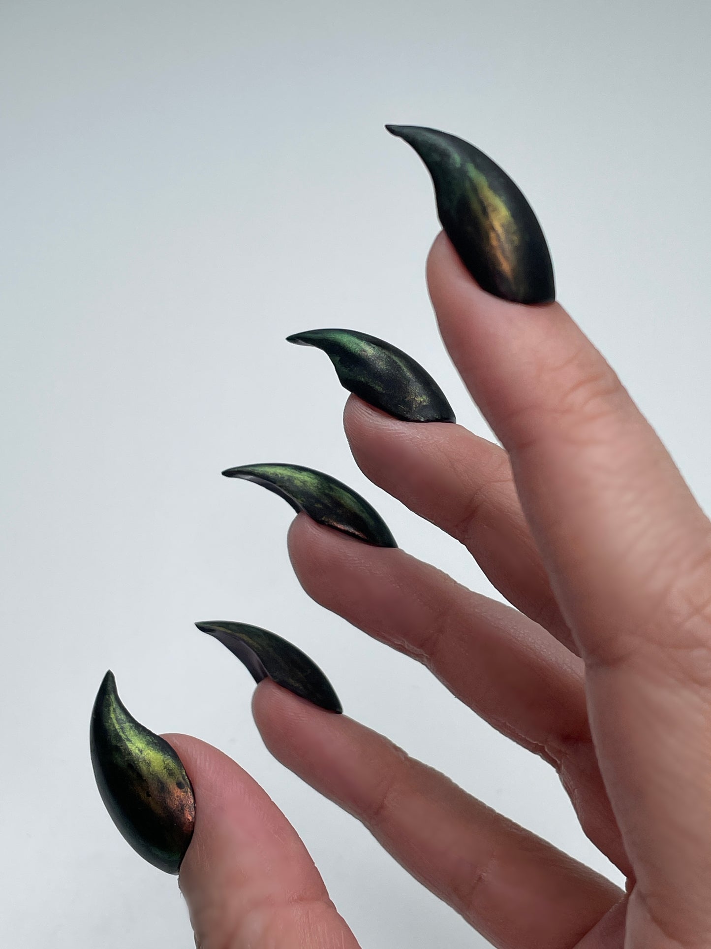 Black Iridescent Claw Nails – Gothic Witch Press On Talon Nails for Halloween & Cosplay