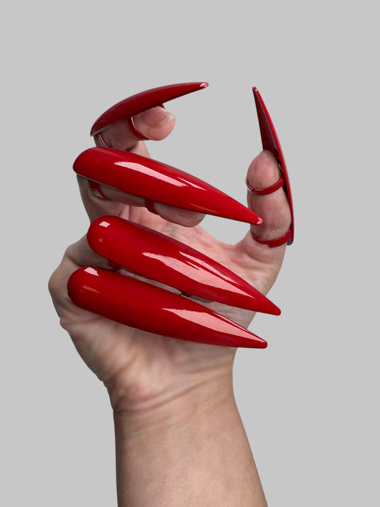 Finger Claw Rings – Black or Red Gothic Cosplay Armor Talon Jewelry