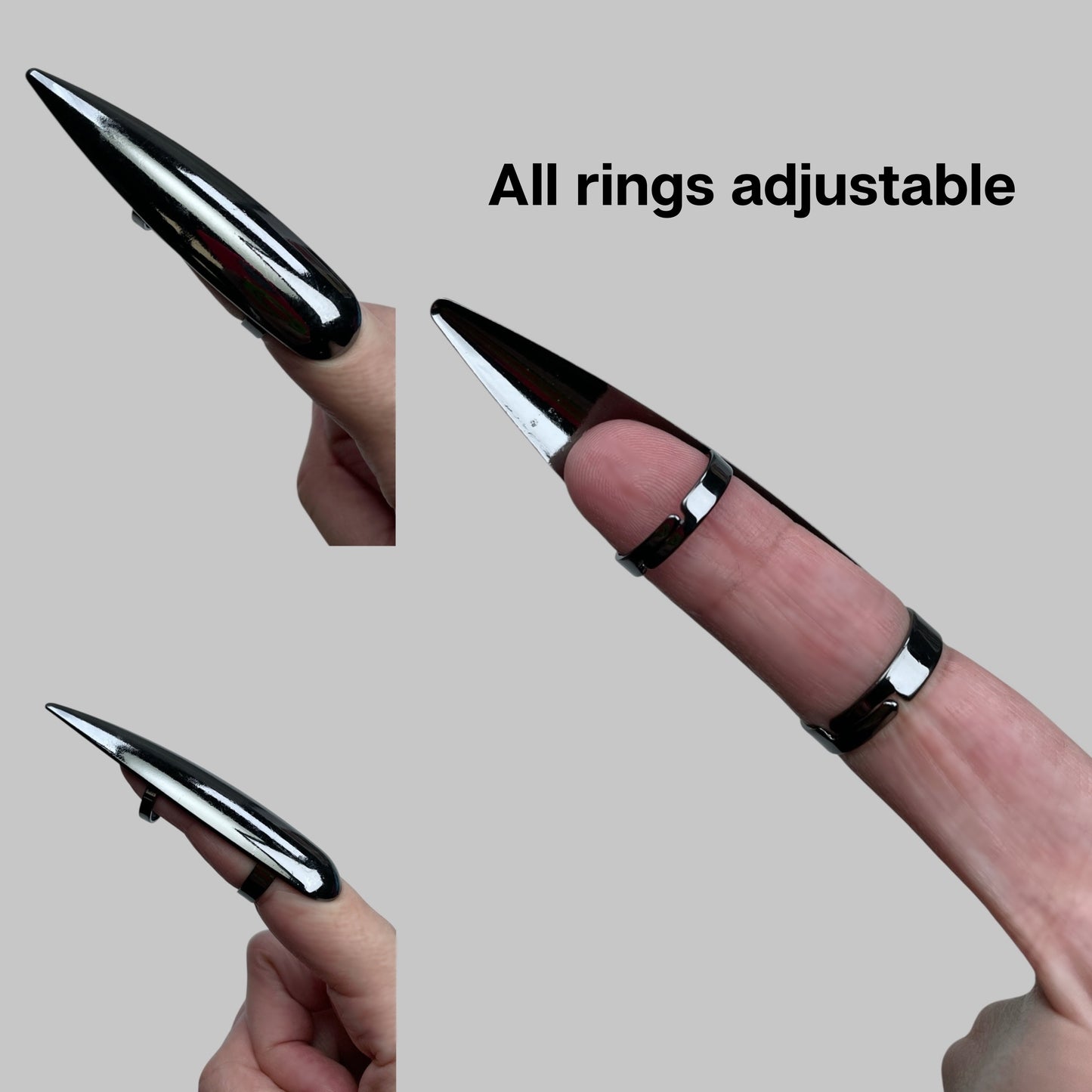 Finger Claw Rings – Black or Red Gothic Cosplay Armor Talon Jewelry