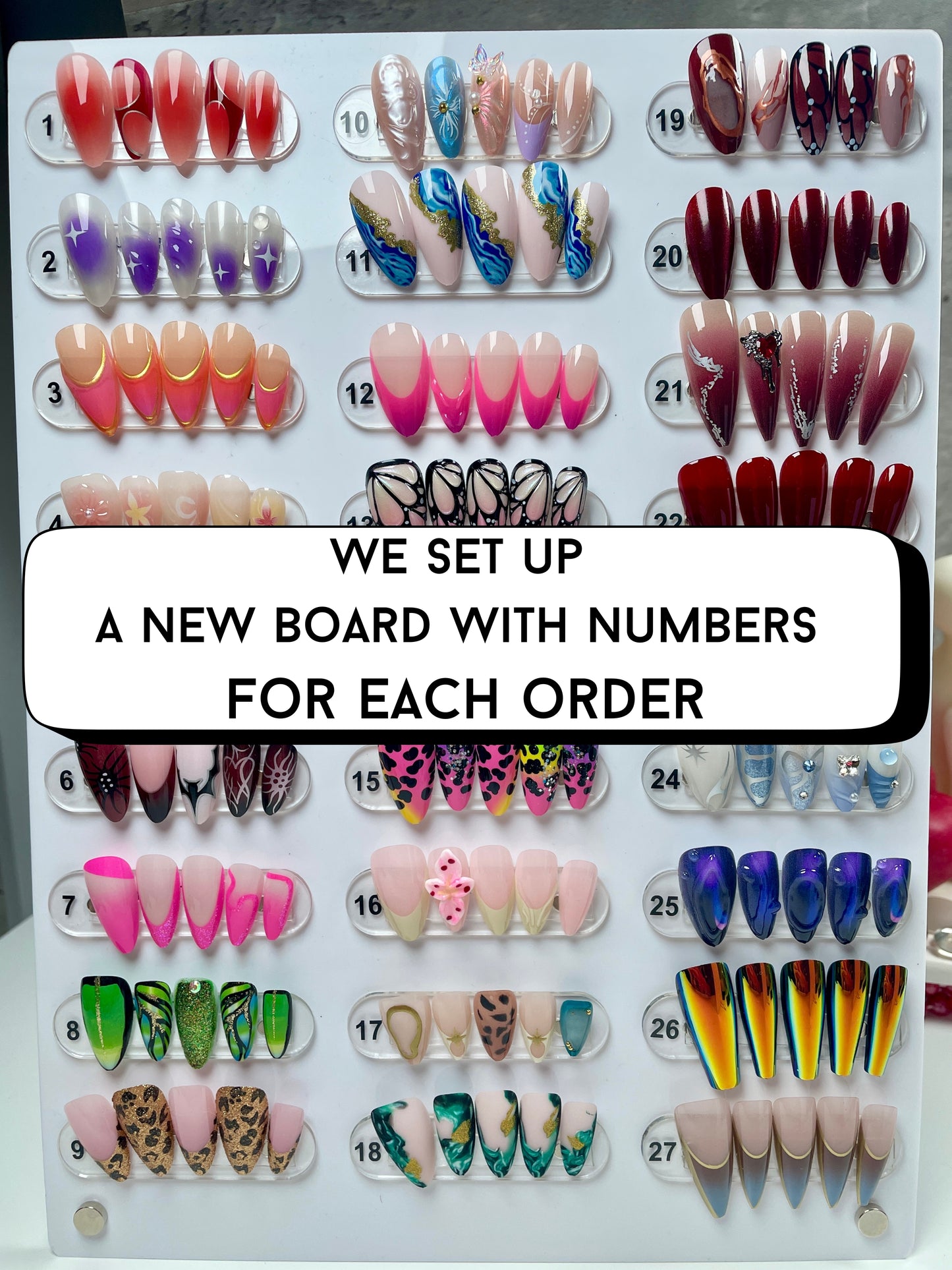 Assorted Press On Nails Box - 2 to 8 Handmade Nail Sets. Reusable